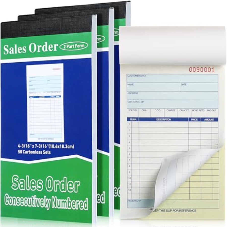Carbon Copy Book - 3-packs verkooporderboeken, 2-delig, carbonless, bonnenboek met