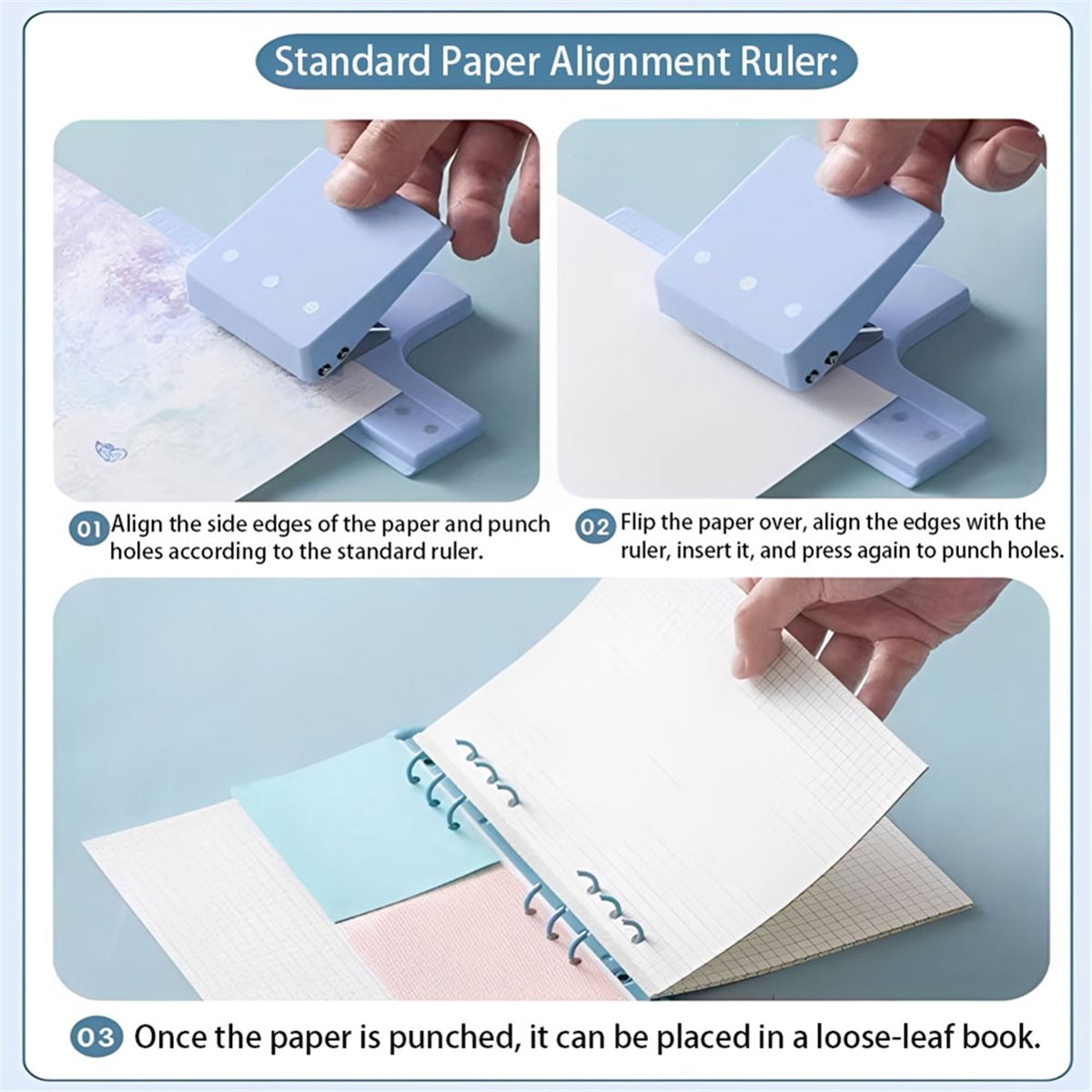 Paper Punch 3 Hole - 【Nieuwe gebruikerscoupon!】Handmatige papierpons met 3 gaten,